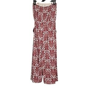 Maurices Romper Jumpsuit Pink‎ Red Pantsuit Paisley Print Size S EUC